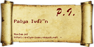 Palya Iván névjegykártya