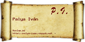 Palya Iván névjegykártya
